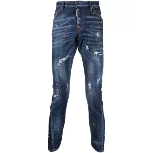 Dsquared2 Jean Skinny With Painting Tasks Blue Jeans con gamba skinny