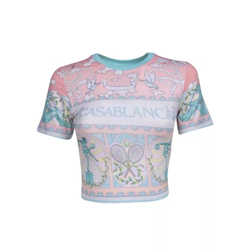 Casablanca Short Sleeves Crew Neck Vibrant Graphic Print T-Sh Multicolor 