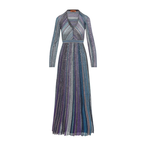 Missoni  Blue Viscose Long Dress Multicolor