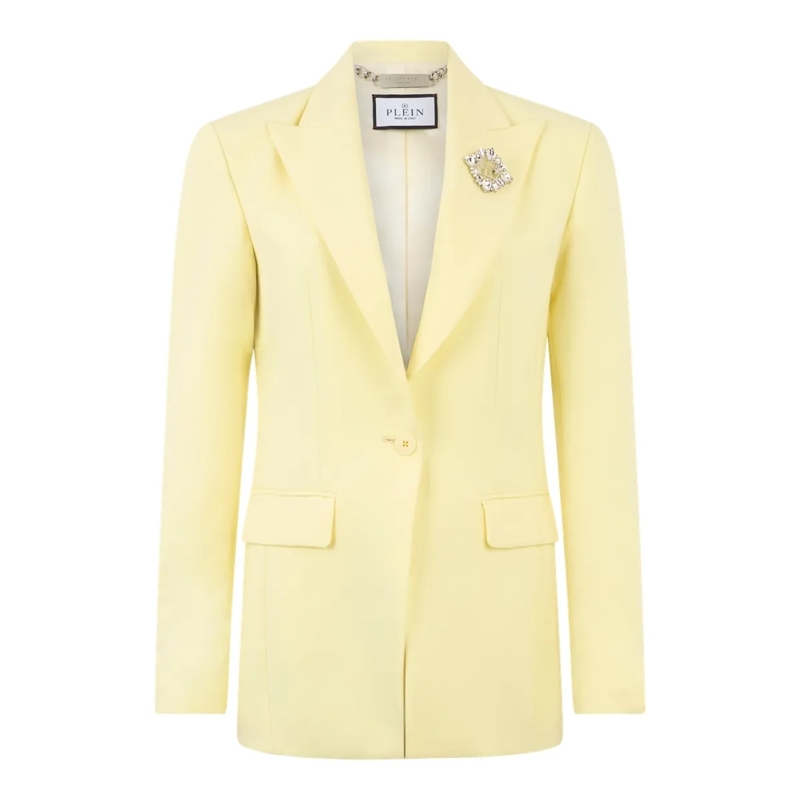 Philipp Plein Blazer Wool Fitted Single-Breasted Blazer gelb