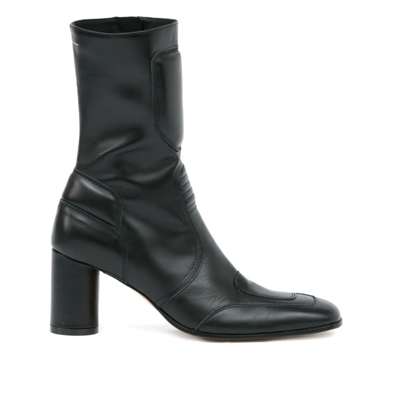 MM6 Maison Margiela Stiefel Black Leather Ankle Boots Black