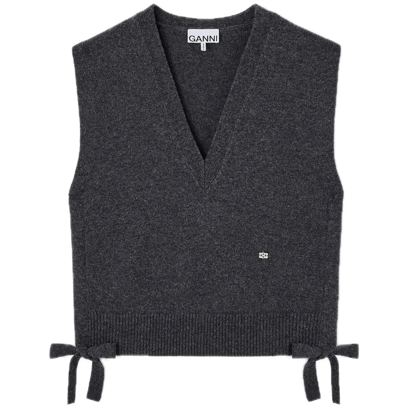 GANNI  top grey knitwear grau