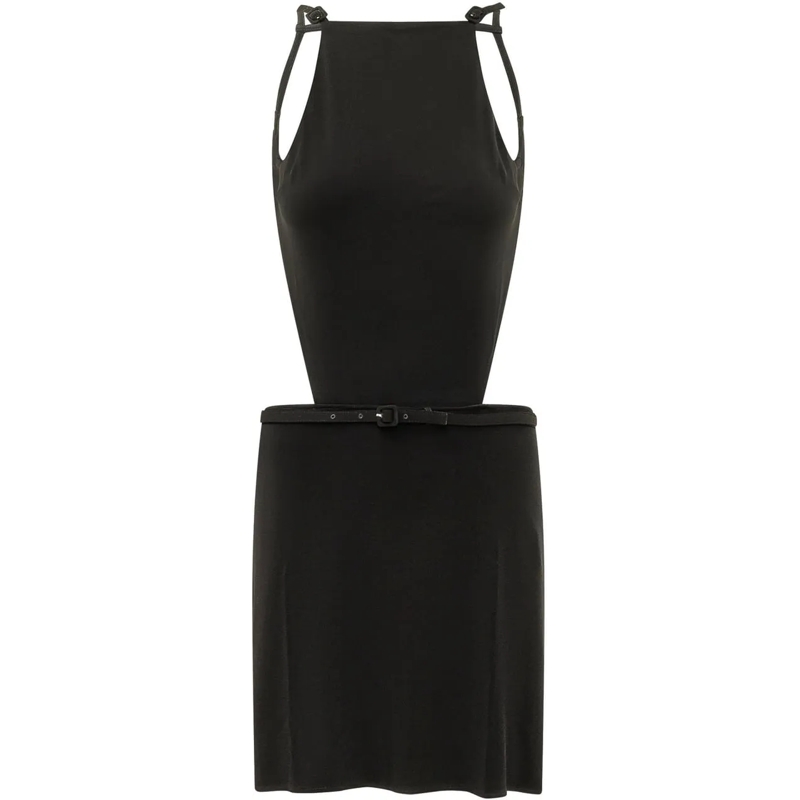 Courrèges Minikleid Abito Senza Maniche con Cut Out e Cintura schwarz