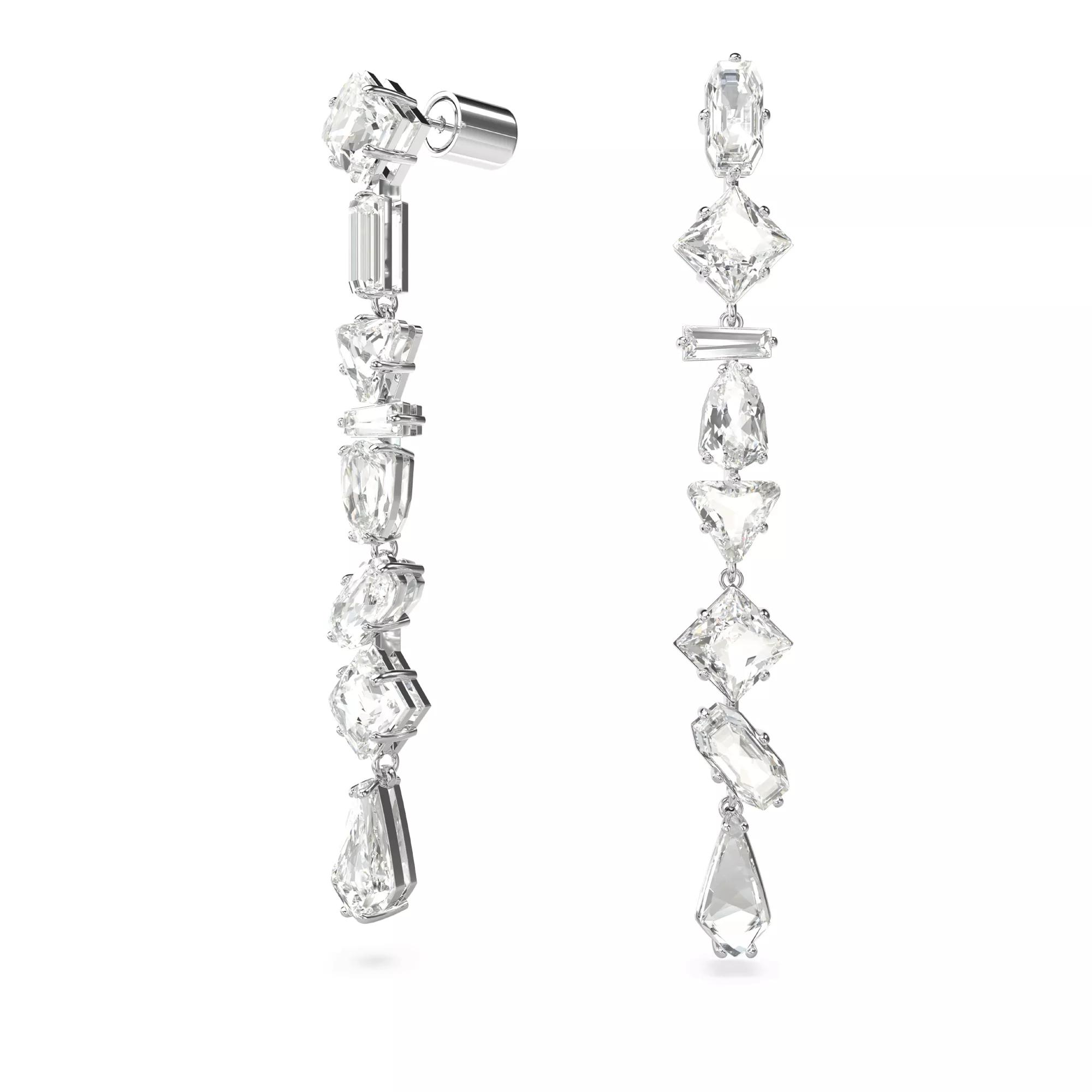 Swarovski Ohrringe - Mesmera drop earrings, Mixed cuts, Long, Rhodium p - Gr. unisize - in Weiß - für Damen