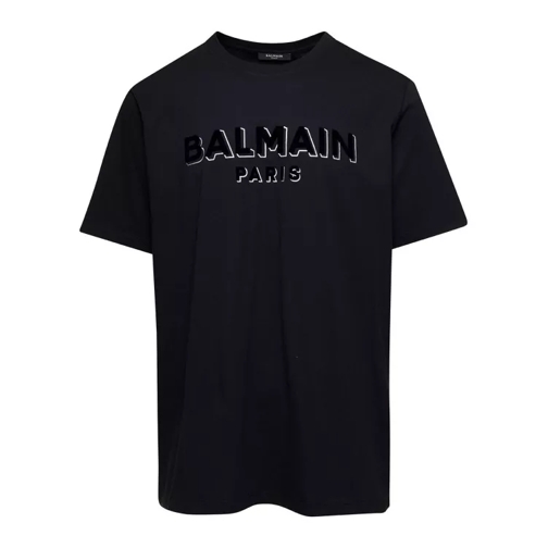 Balmain Flock & Foil T-Shirt - Bulky Fit Black 