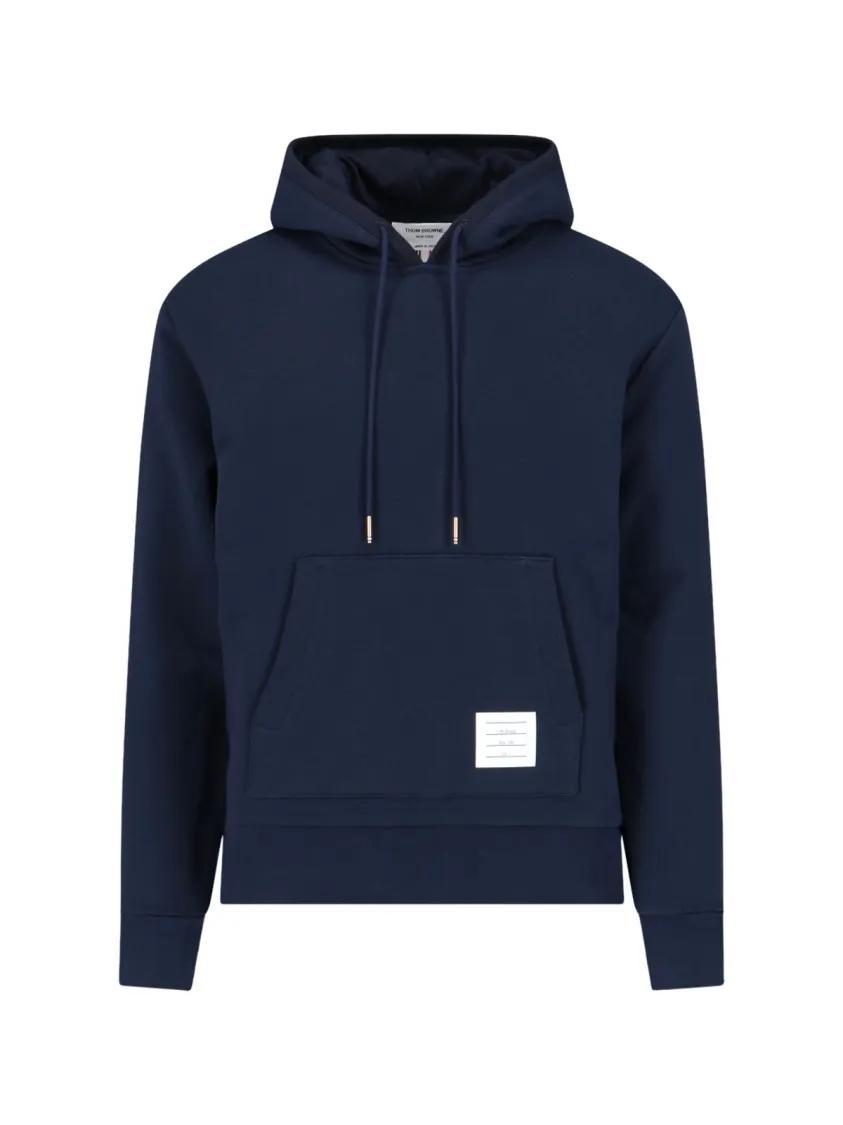 Thumbnail - Thom Browne - "Loopback Stripe" Hoodie – Navy - Größe 3 - blau
