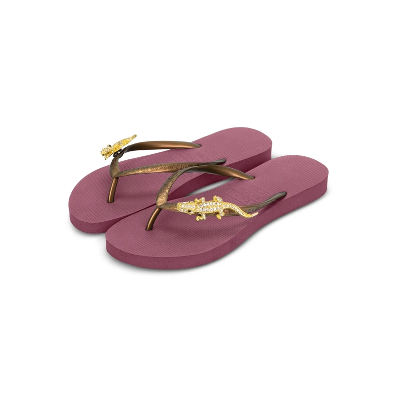 UZURII Flip Flops Zehentrenner Gold Crocodile Switch ruby(Image 3)