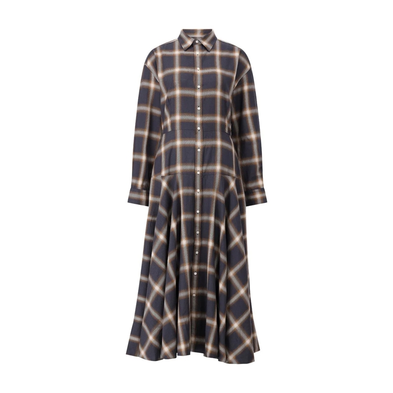 Polo Ralph Lauren  Kariertes Midikleid aus Baumwoll-Mix Multicolor