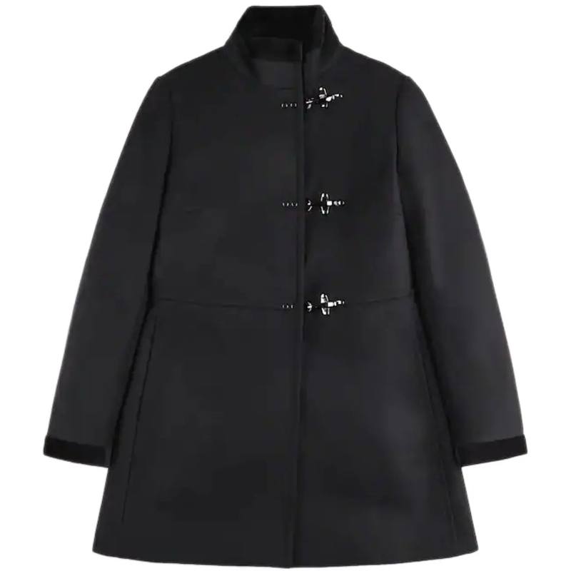Fay  Short Tailored Coat With Metal Toggle Closures Black