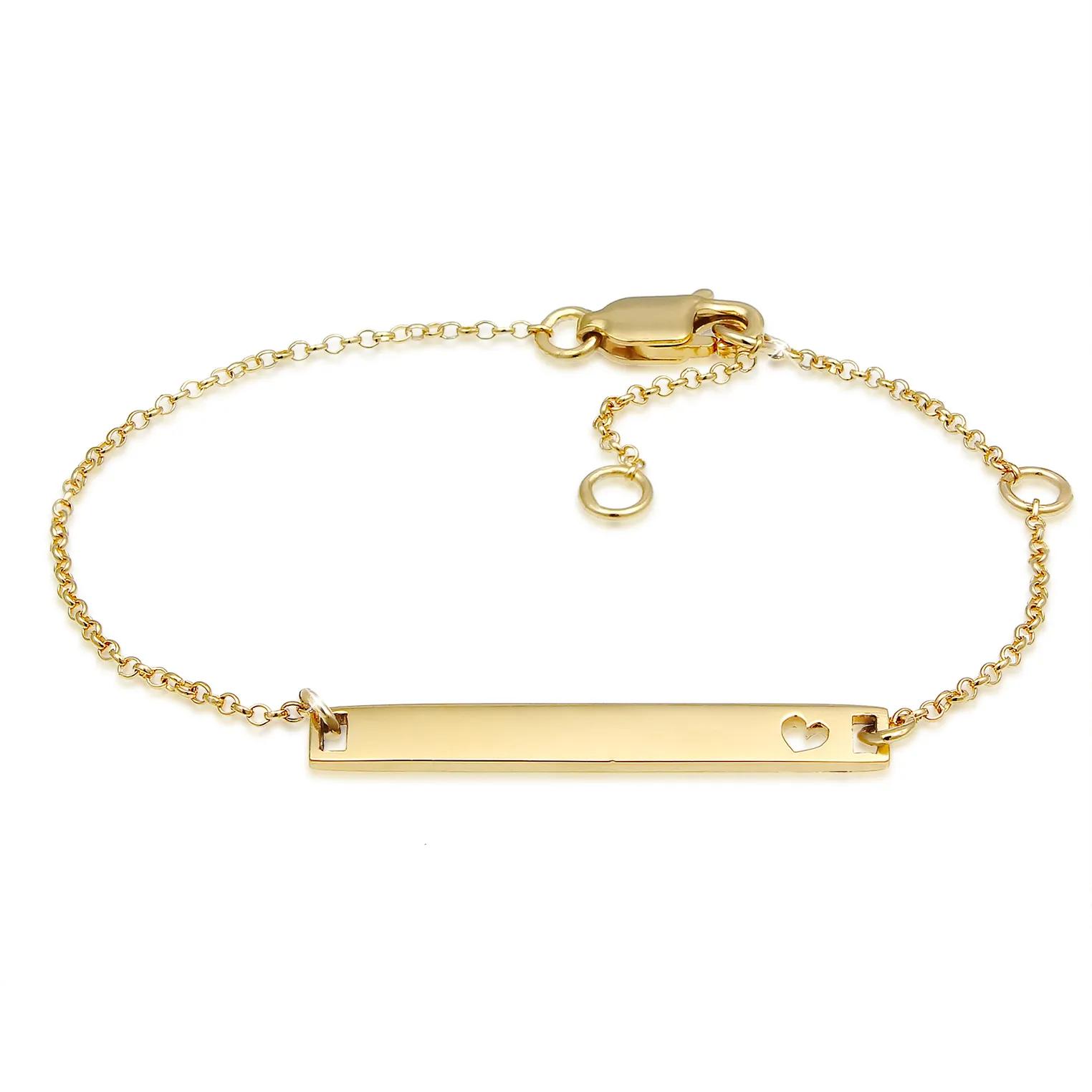 Elli Armbänder - Armband Kinder Herz Geburt Taufe Namensband 375 Ge - Gr. 14 CM - in Gold - für Damen