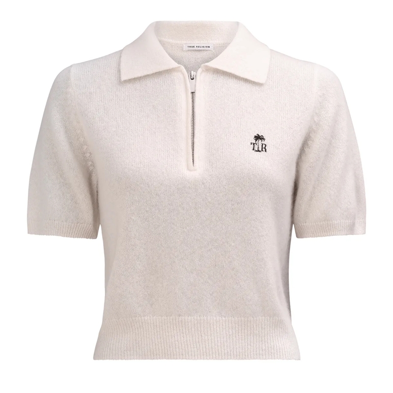 True Religion Polohemd Strick-Poloshirt AMARA creme