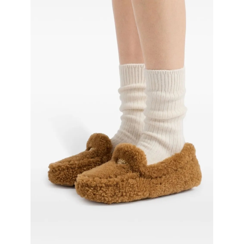 Prada Ballerinas Loafer With Shearling Caramel(Image 4)