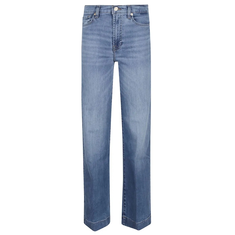 Seven for all Mankind Jeans High-Waisted Wide-Flared Jeans With Subtle Whisker Blue