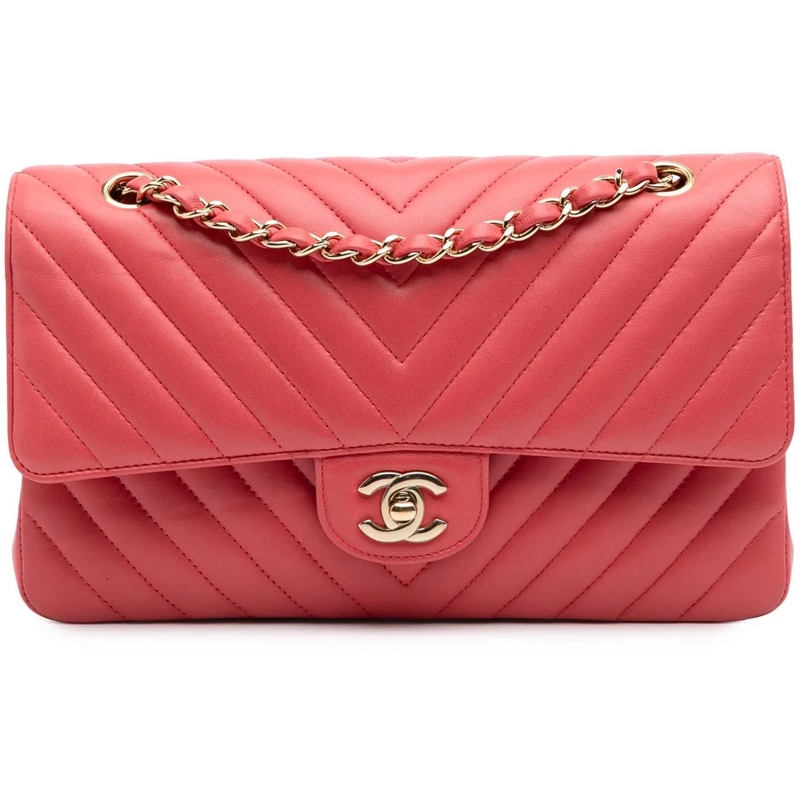 Chanel Schultertasche Medium Classic Chevron Lambskin Double Flap rose
