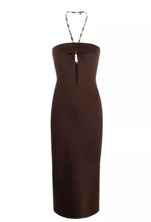 The Attico - Halterneck Midi Dress - Größe 42 - brown