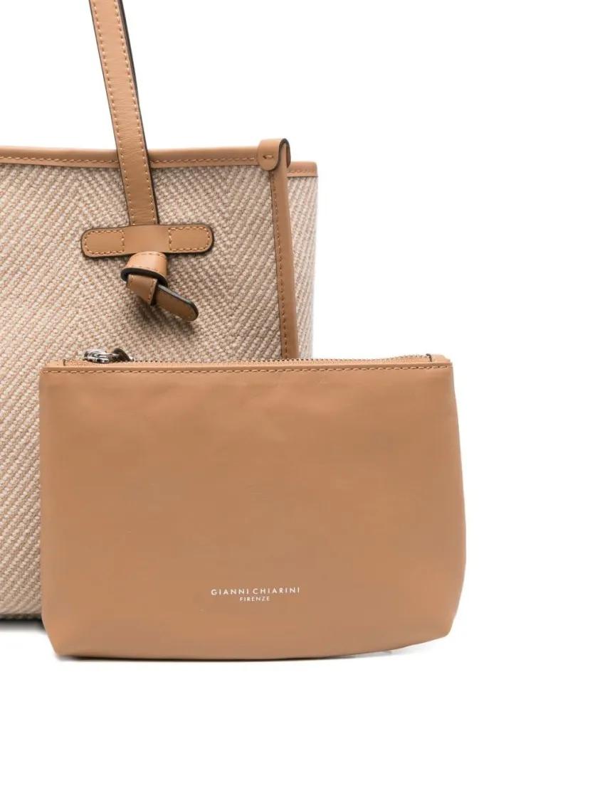 Thumbnail - Gianni Chiarini Shopper & Totes - Structured Beige Shopper Bag With Herringbone Text - Gr. unisize - in Beige - für Dame...