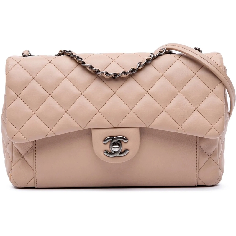 Chanel Sac à bandoulière Medium CC Quilted Calfskin Single Flap braun