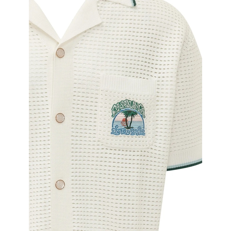 Casablanca Legeres Oberteil Camicia Crochet con Colletto Aperto weiß(Image 3)