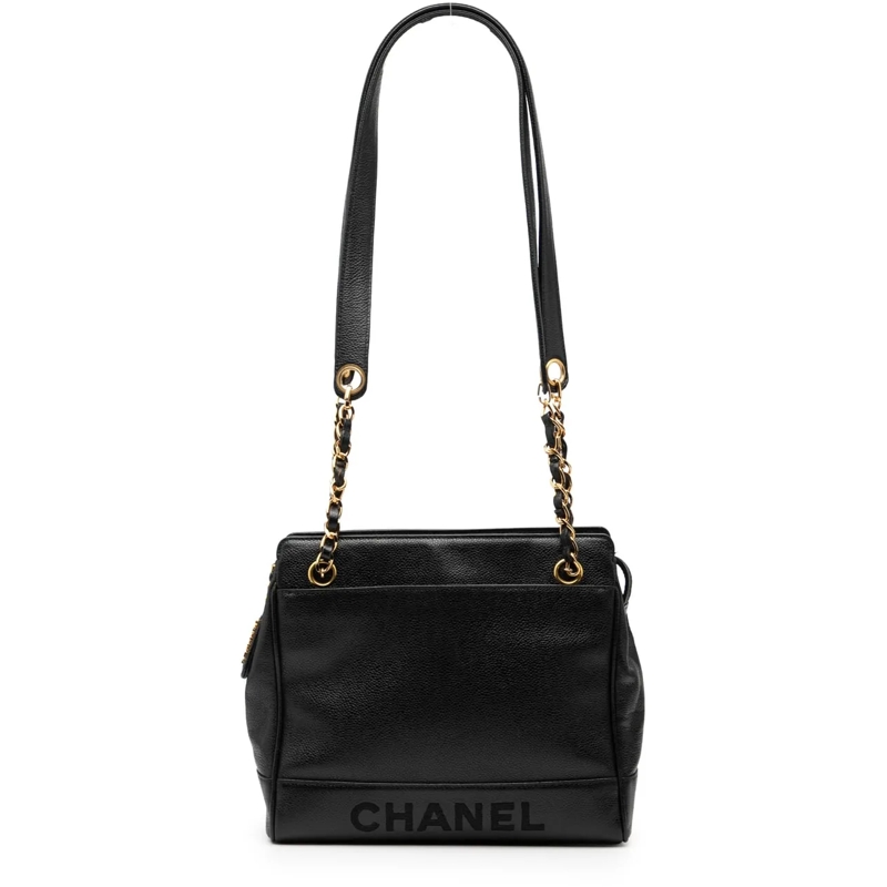 Chanel Sac à bandoulière Caviar Logo Chain Shoulder Bag schwarz