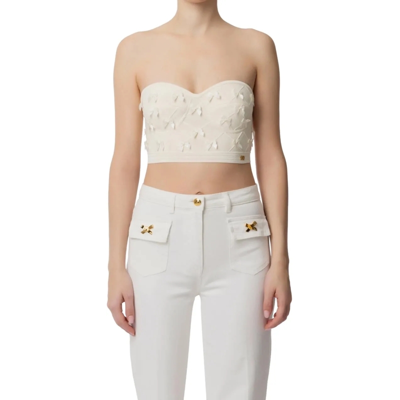 Elisabetta Franchi T-shirt Top Burro beige