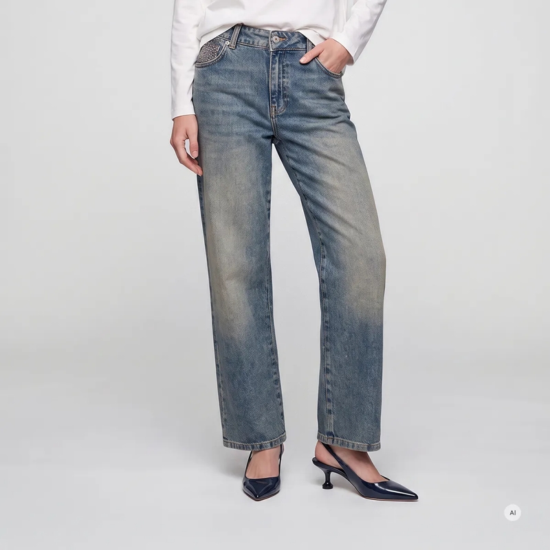 Marc Aurel Straight-Leg-Jeans Jeans- 5 Pocket- Logoknopf- veganes Lederlabel blau(Image 3)