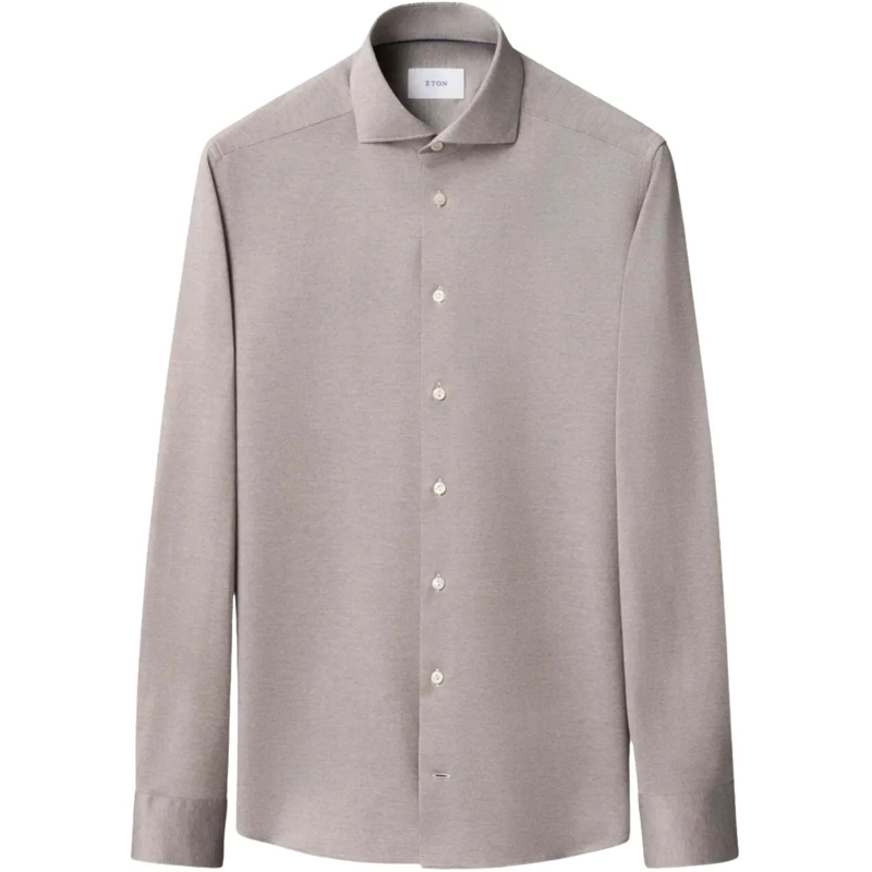 Eton  Eton Filo Di Scozia Knit Shirt Lange Mouw Overhemd grau