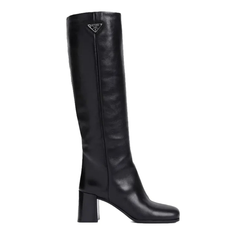 Prada Black Leather Boots Black Botte