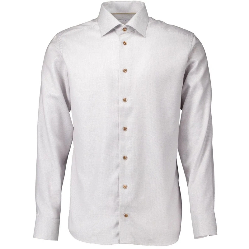 Eton  Eton Semi Solid Signature Twil Shirt Lange Mouw Ov beige