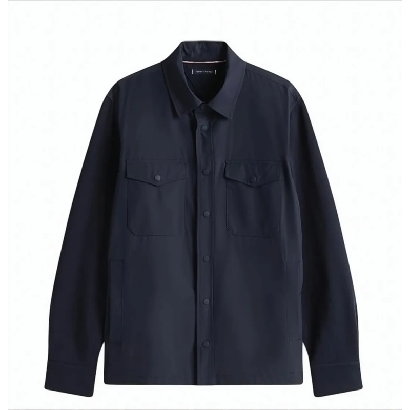 Tommy Hilfiger Hemd Mix Media Overshirt With Contrasting Textures Black