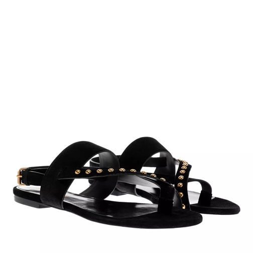 Saint Laurent Gia Stud Flat Sandals Black Sandal med band