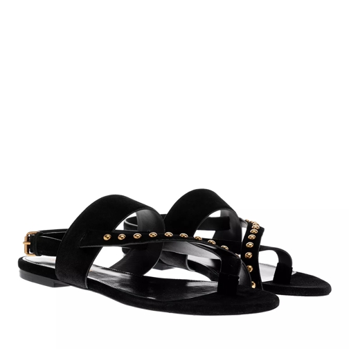 Saint Laurent Gia Stud Flat Sandals Black Strappy Sandal