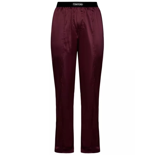 Tom Ford Wine-Colored Stretch Silk Pajama Trousers Black Pantalons