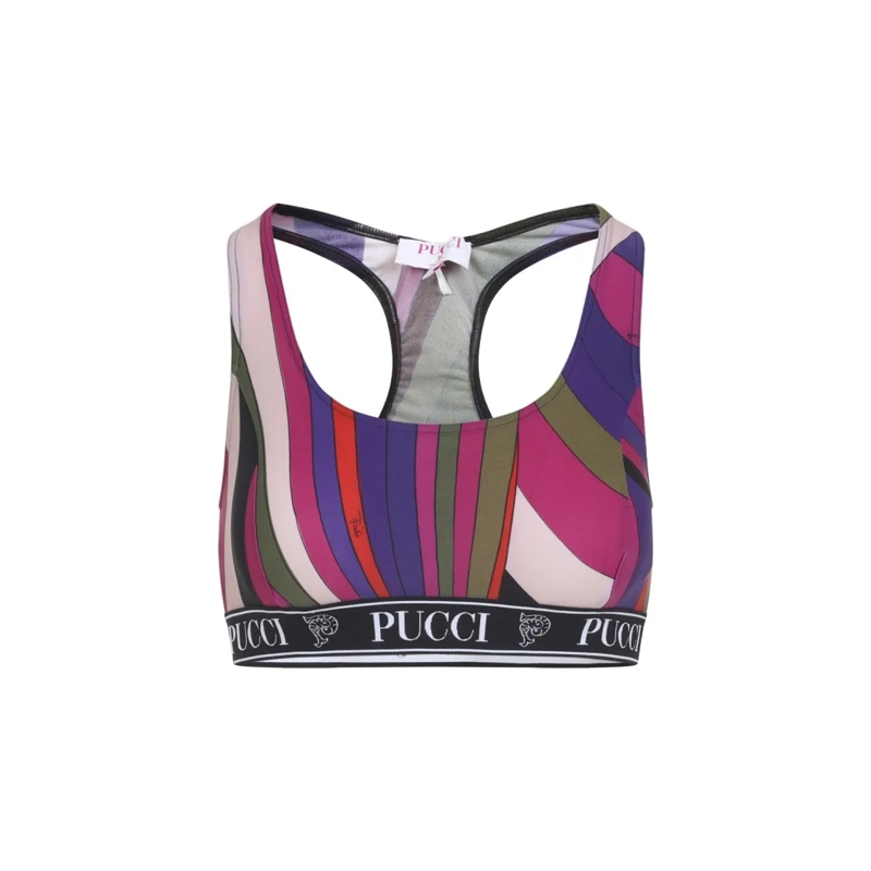 Pucci  Multicolored Abstract Stripe Racerback Sports Bra Multicolor