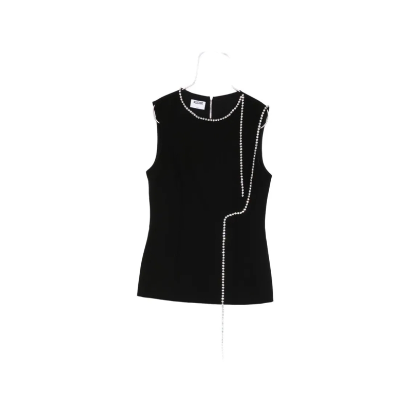 Moschino Elegantes Top Black Silk And Nylon Top Black