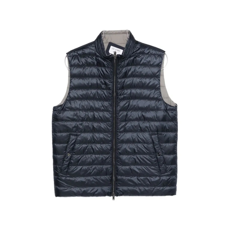 Herno Daunenjacke Quilted Sleeveless Jacket With High Collar Blue