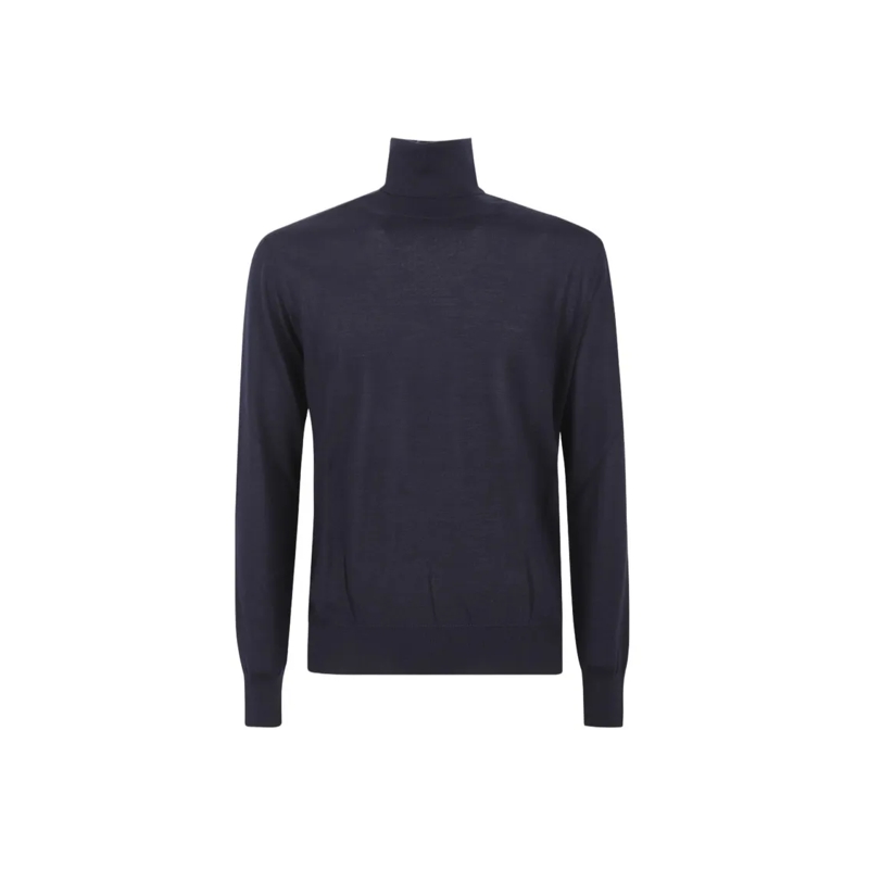 Saint Laurent Trui Roll-Neck Sweater In Rich Blue Black