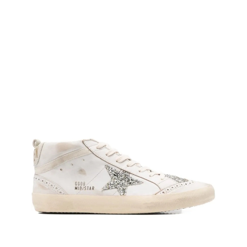 Golden Goose Low-Top-Sneaker Mid-Top Sneakers With Glitter Star White