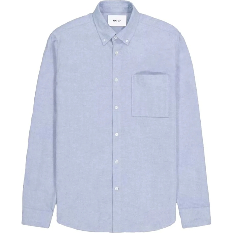 NN. 07  No Nationality Arne Lange Mouw Overhemden Blauw Ar blau