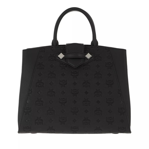 MCM Essential Leather Tote Bag Medium Black Fourre-tout