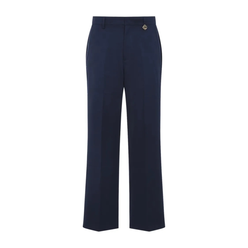 Casablanca Chino Straight-Leg Tailored Pants With Jacquard Pattern Blue