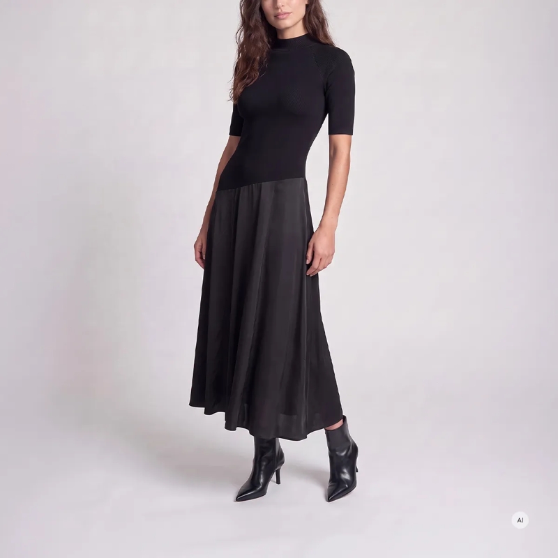 Marc Aurel Maxikleid Kleid- asymmetrisch- Milano-Ärmel- Viskoserock schwarz(Image 2)
