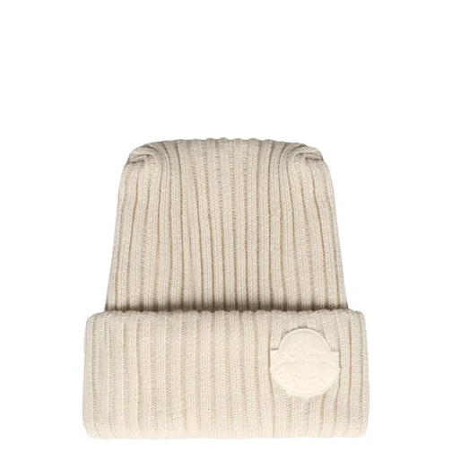 Moncler Logo Beanie White Hatt