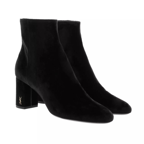Saint Laurent Baby Velvet Ankle Boots Black Enkellaars