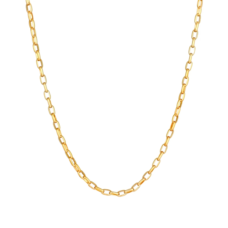 Kuzzoi Mittellange Halskette Halskette Herren Rundanker Oval Basic 925 Silber gold(Image 2)