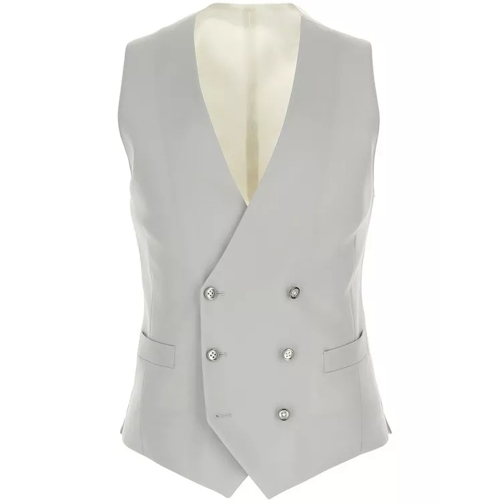 Lbm Grey Double-Breasted Vest Grey Weste