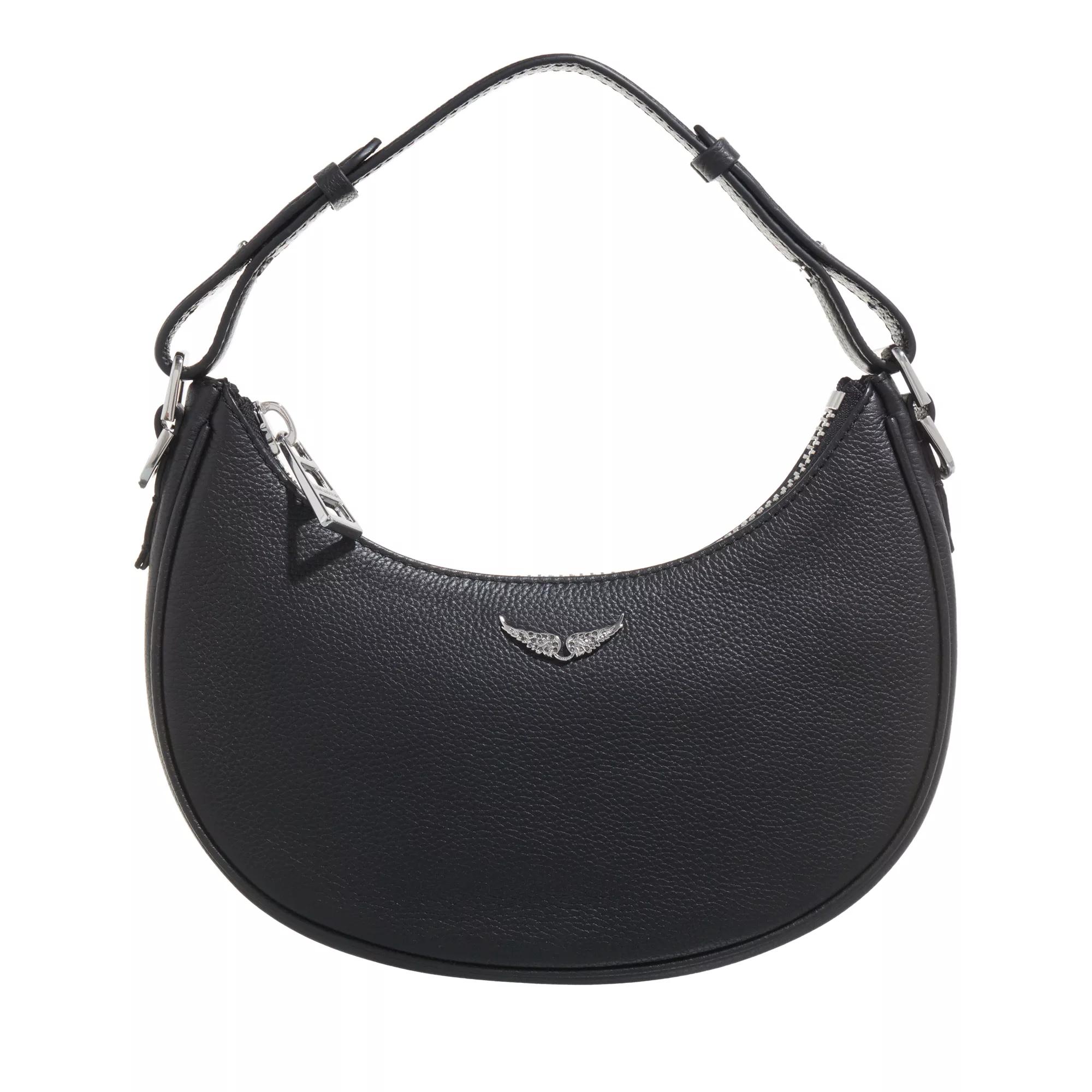 Zadig Voltaire Moonrock Grained Leather Noir Shoulder Bag