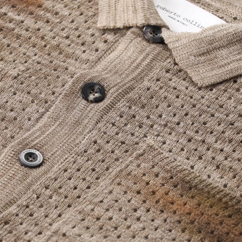 Roberto Collina Strickjacke Strickjacke aus Leinenmix braun(Image 3)