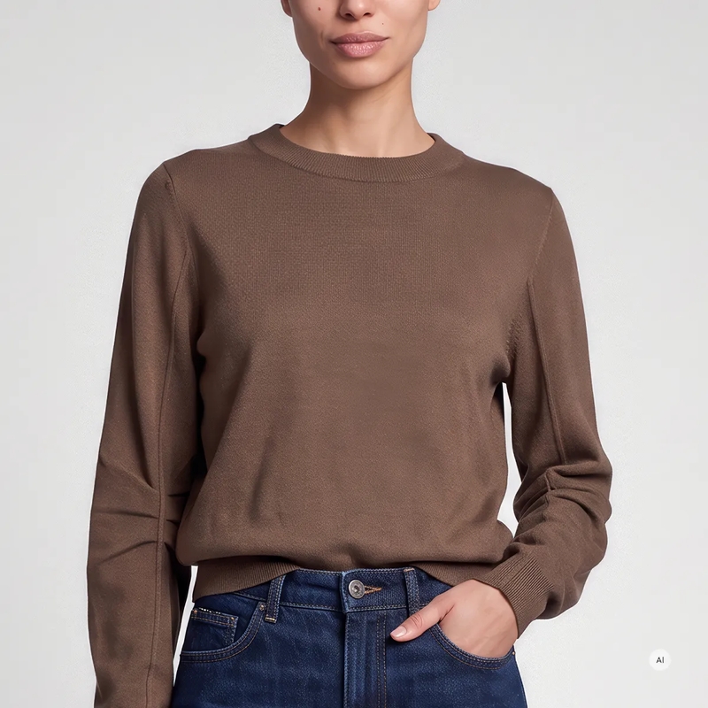 Marc Aurel Pullover Pullover- Faltendetail am Ärmel- Rippen-Abschlü beige(Image 3)