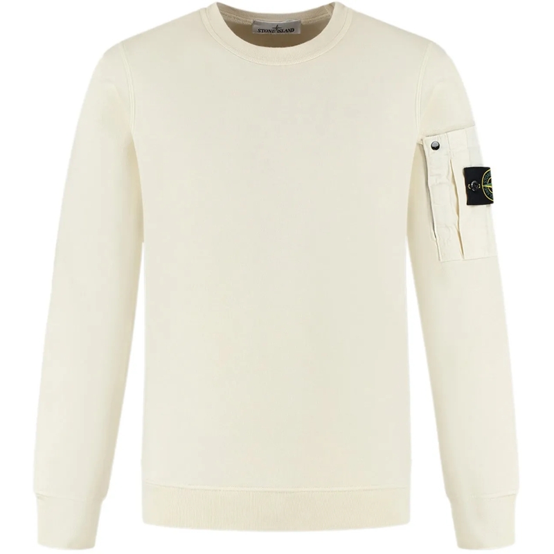 Stone Island  Minimalist Long-Sleeve Sweatshirt With Patch Pocke IVORY