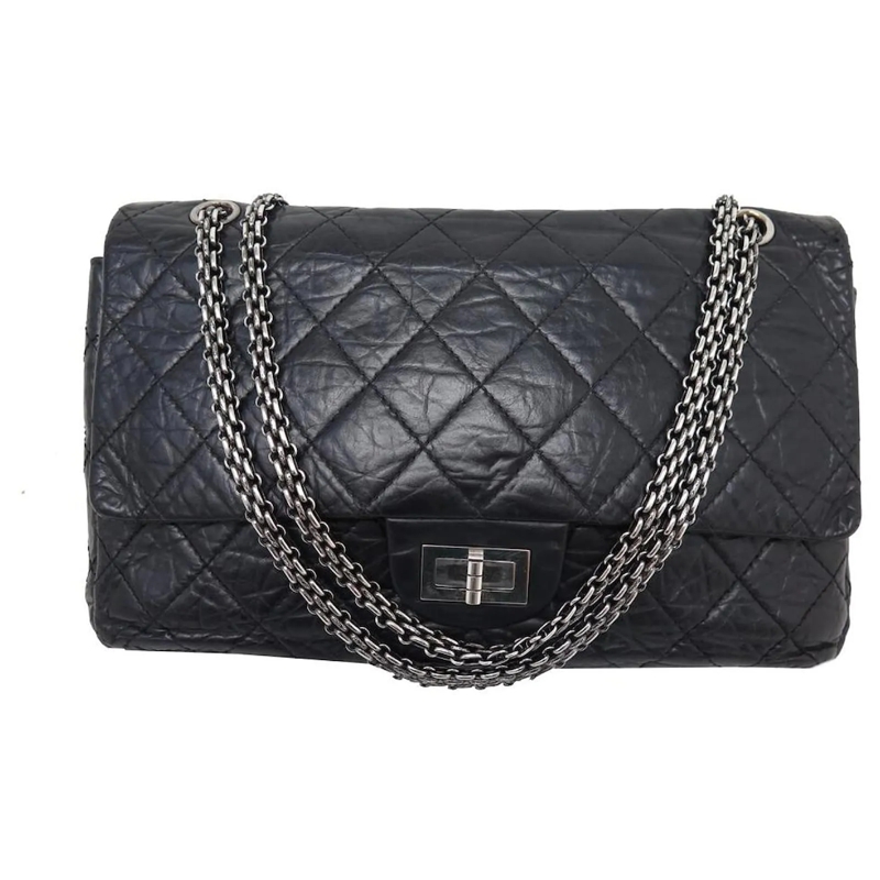 Chanel Schultertasche CHANEL 2.55 MAXI JUMBO QUILTED SCHWARZE LEDERUMHÃ„ schwarz